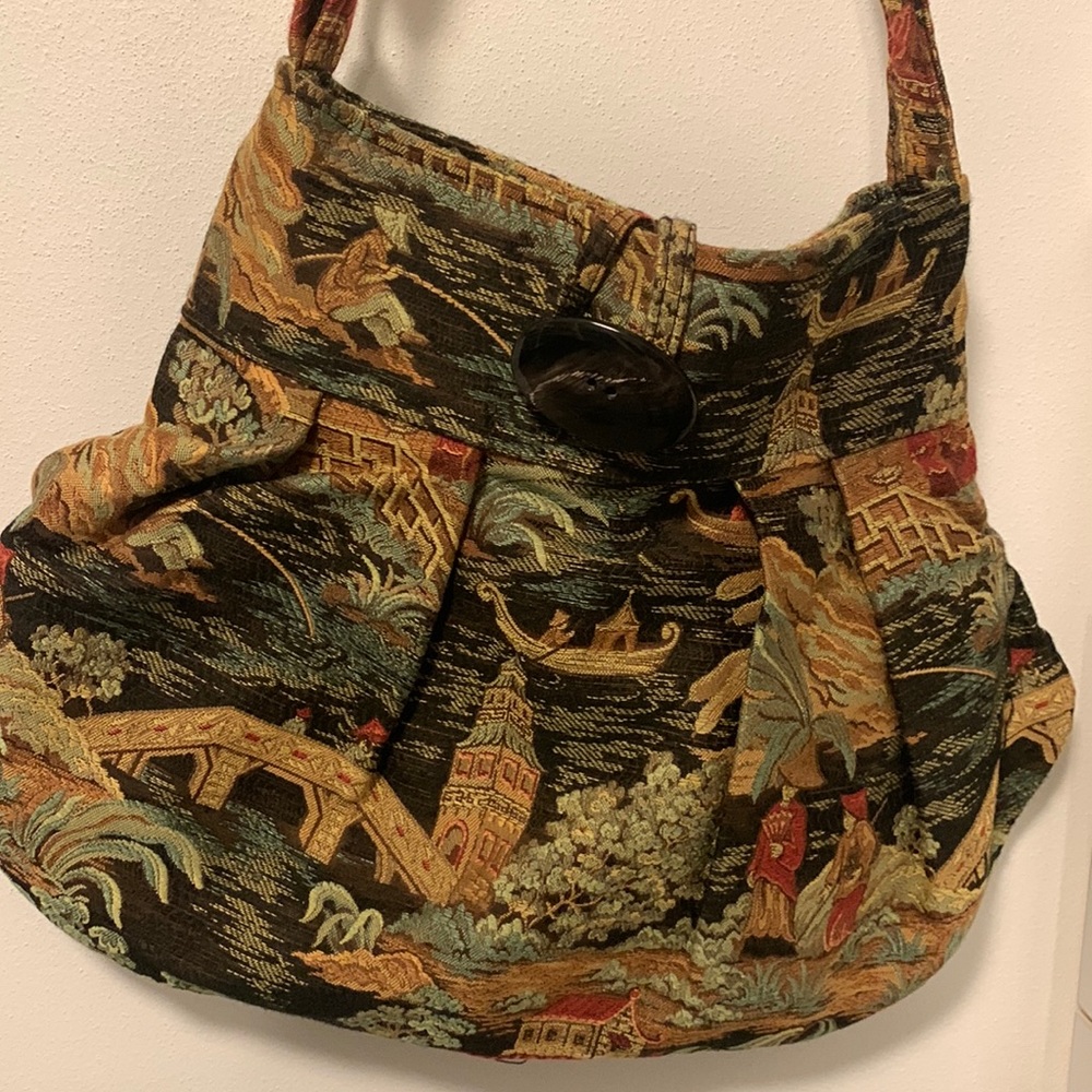 Artist made handbag. Beautiful colors for fall in this generous handbag